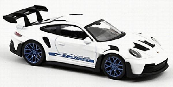 1:43 Porsche 911 GT3 RS 2022 Weiß & Blaue Aufkleber Jet-car